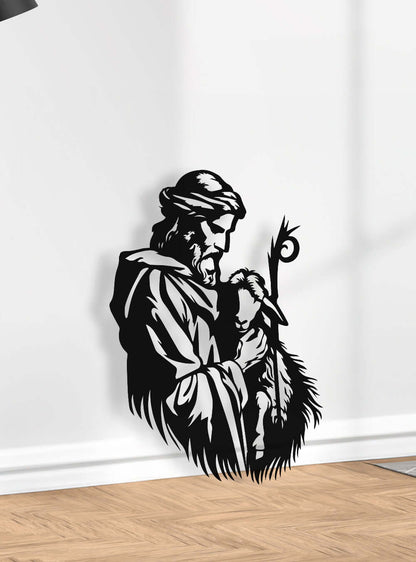 Shepherd Silhouette Christian Metal Biblical Art