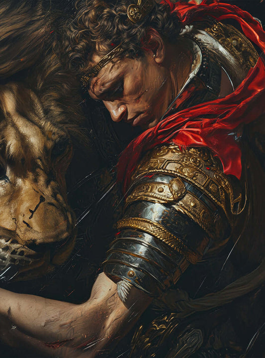 Show Vigilance with Majestic Lion & Warrior Bible Poster by Holysteller