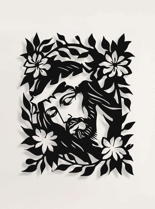 Spiritual Floral Jesus Christian Artwork on Metal Wall