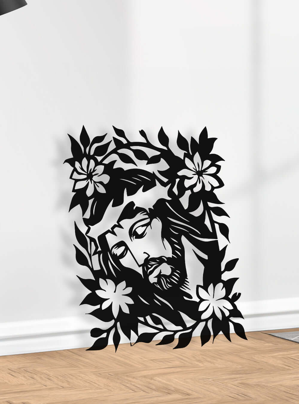 Spiritual Floral Jesus Christian Artwork on Metal Wall