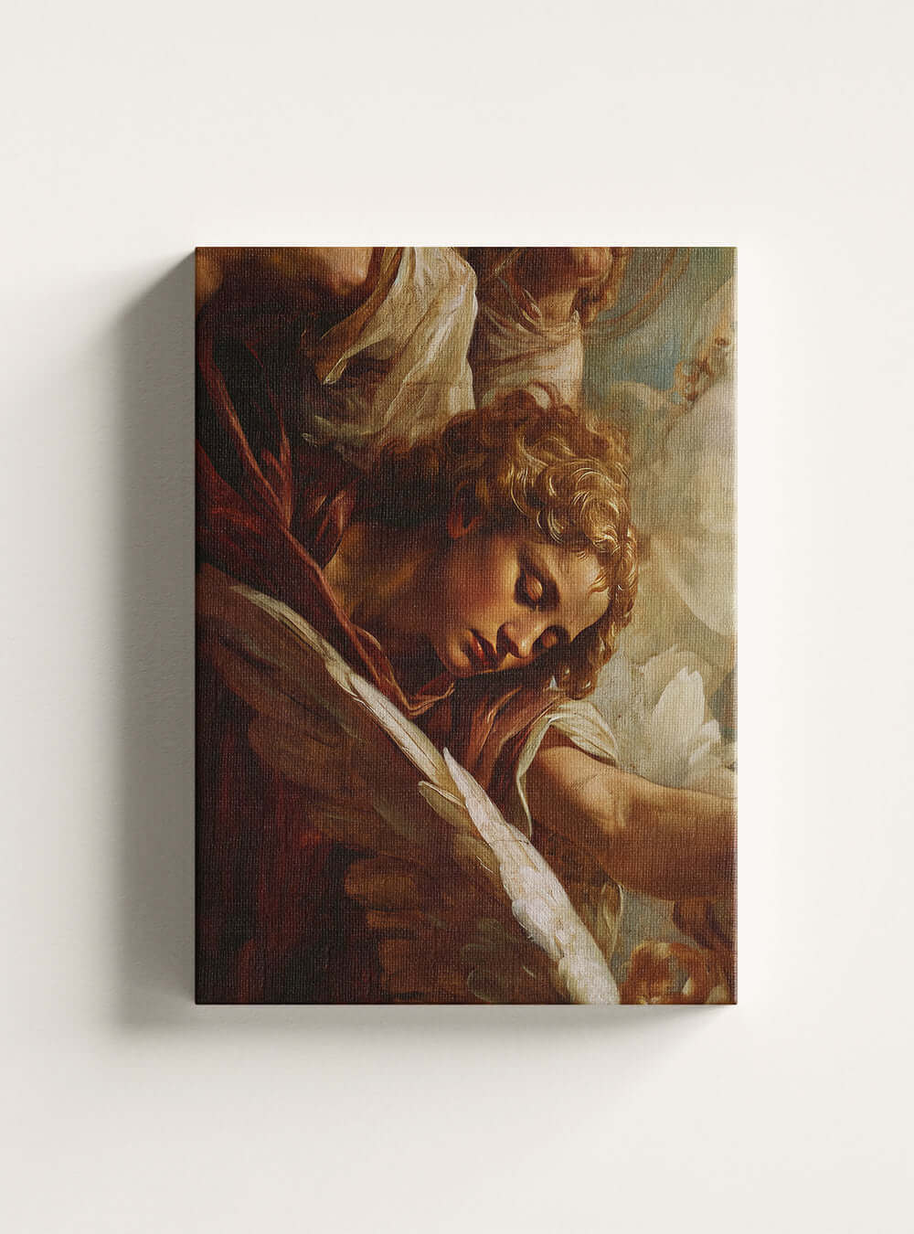 The Angelic Embrace Scripture Canvas: Christian Artwork Bible Verse Wall Decor