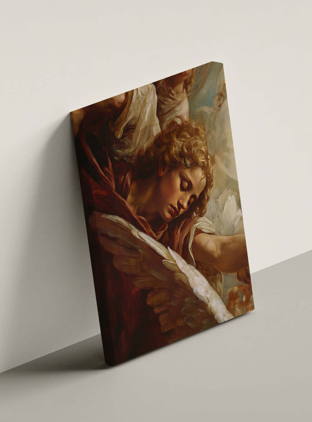 The Angelic Embrace Scripture Canvas: Christian Artwork Bible Verse Wall Decor