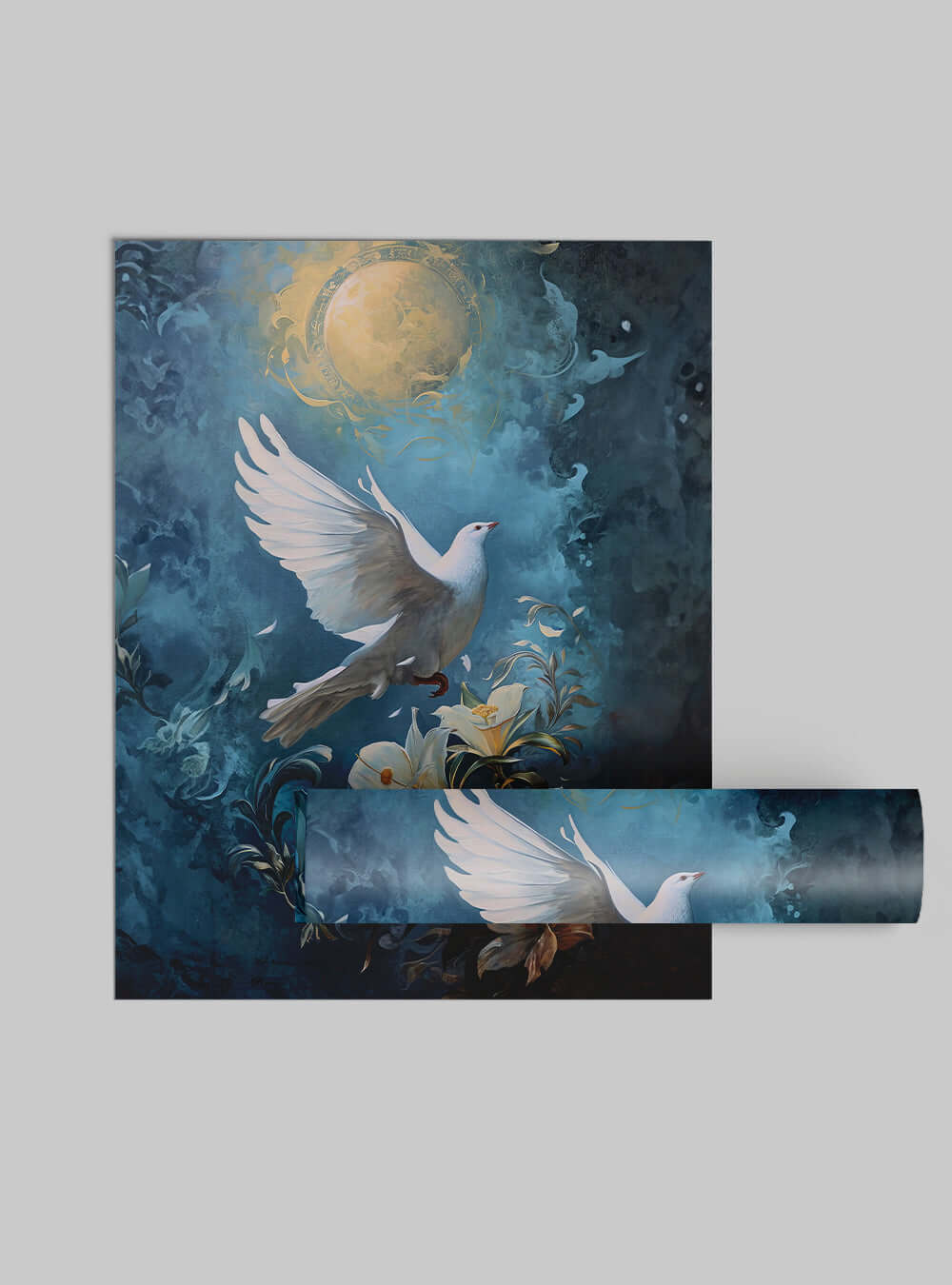 The Ethereal Dove & Lilies Christian Poster for Bible Verse Wall Art