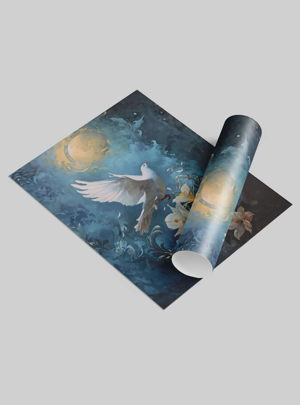 The Ethereal Dove & Lilies Christian Poster for Bible Verse Wall Art