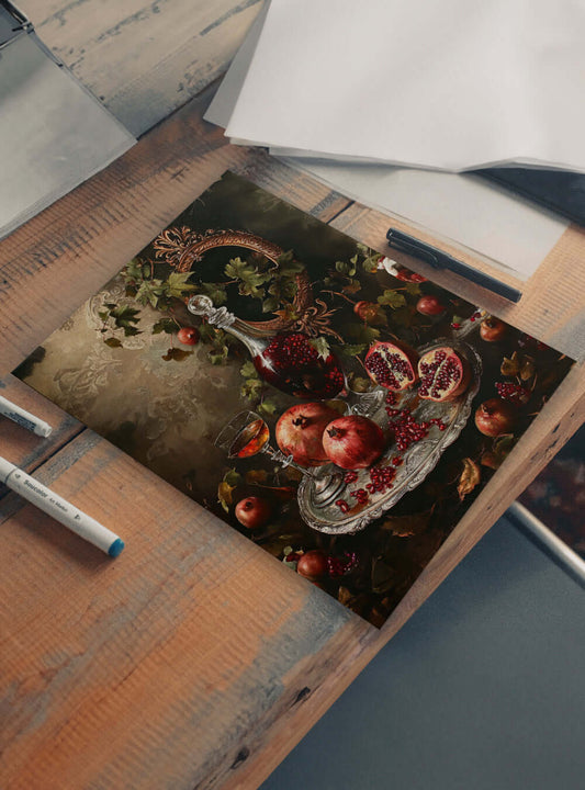 The Exceptional Christian Wall Art: Vintage Pomegranate Still-Life Scripture Image Poster