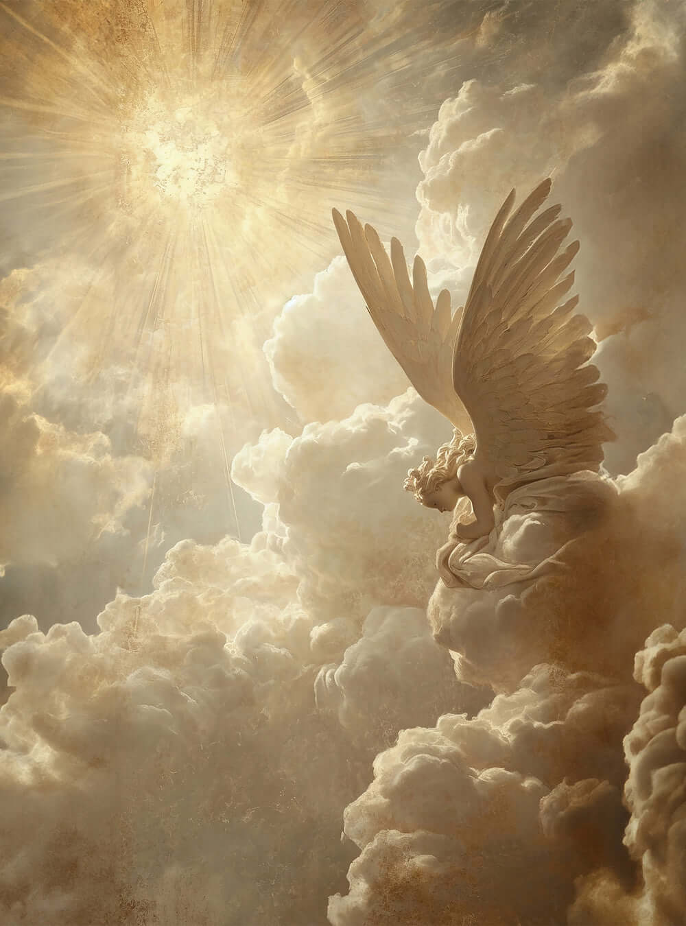 Timeless Christian Artwork of Colossians 3:2 - Angelic Ascension Poster Print