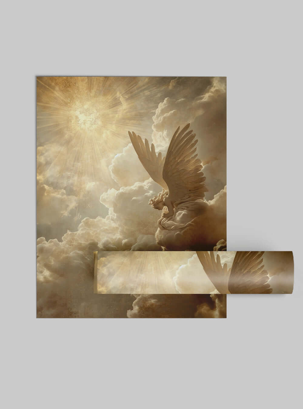 Timeless Christian Artwork of Colossians 3:2 - Angelic Ascension Poster Print