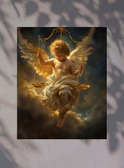 Timeless Christian Painting of Heavenly Compassion Angelic Bible Poster Print