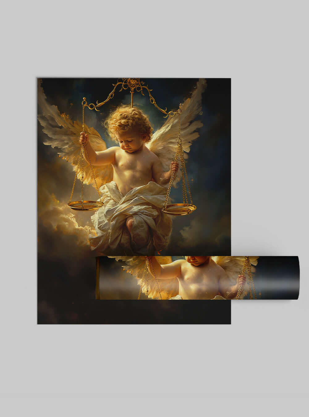 Timeless Christian Painting of Heavenly Compassion Angelic Bible Poster Print