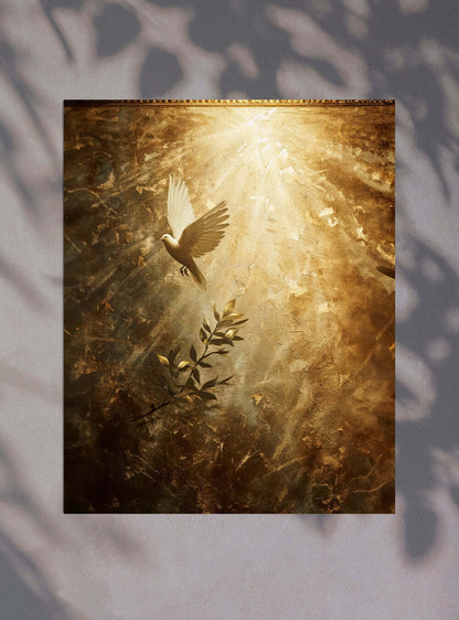 Unique Dove & Olive Branch Bible Art for Christian Home Decor