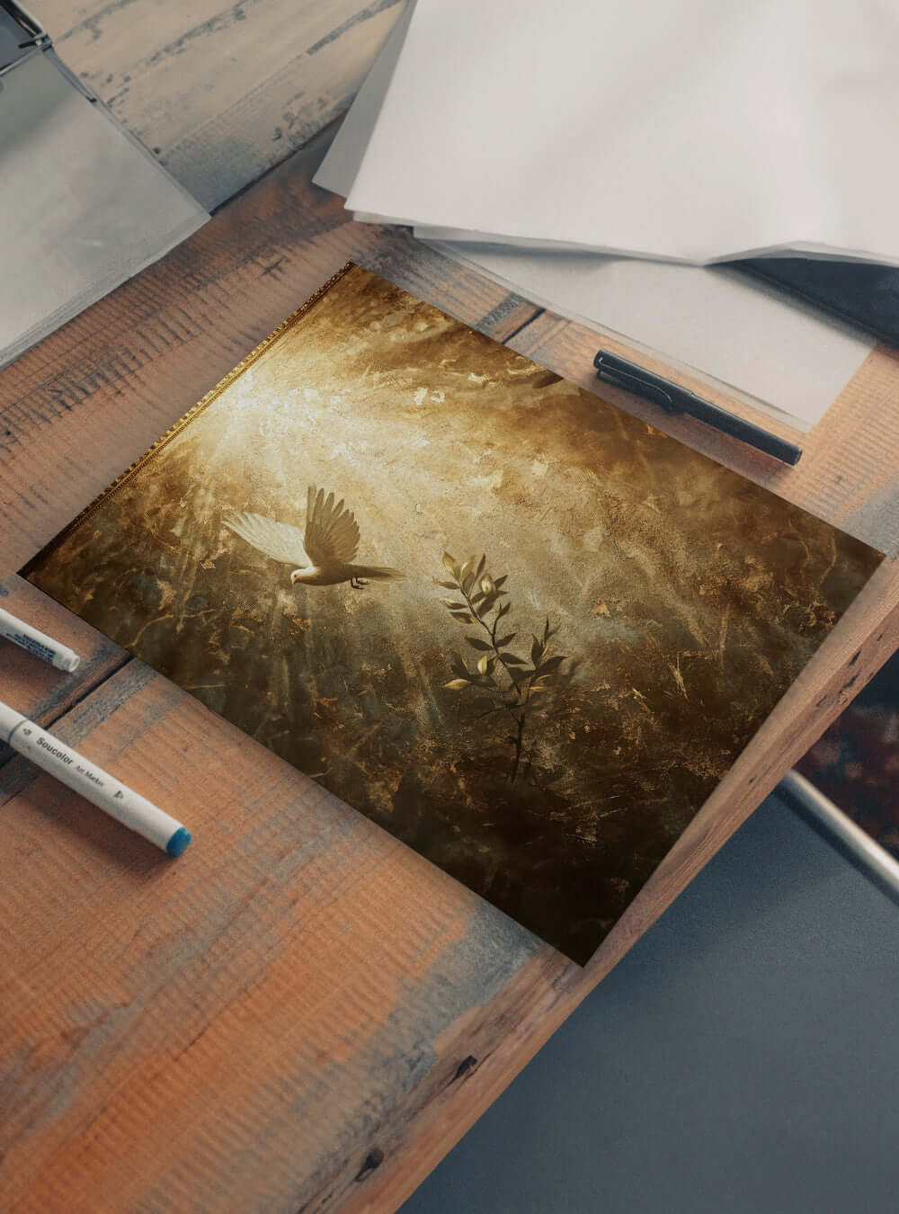 Unique Dove & Olive Branch Bible Art for Christian Home Decor