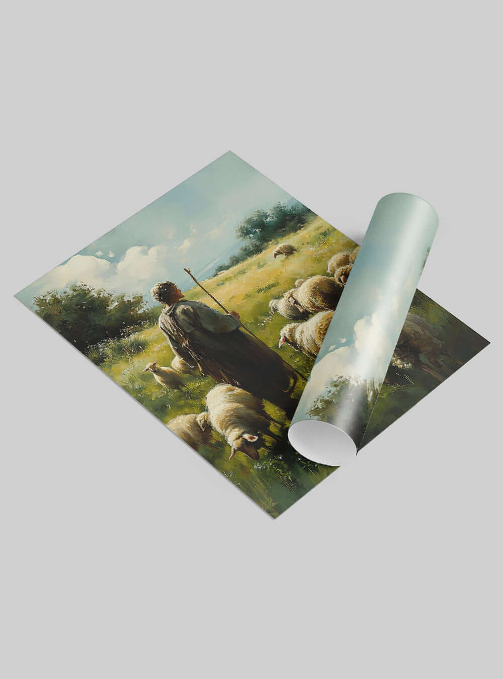 Unveil John 11:25 Pastoral Shepherd Inspirational Christian Artwork Print