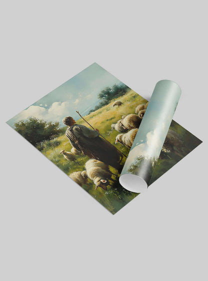 Unveil John 11:25 Pastoral Shepherd Inspirational Christian Artwork Print