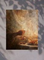 Unveiling Christian Scripture Image: Vintage Serenity Mindful Eating Poster Print