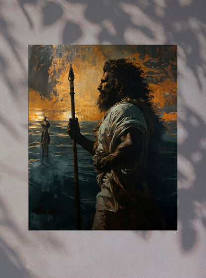 Valor-Inspired Warrior Sunset Print, Christian Art Gift