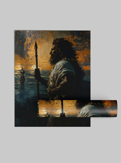 Valor-Inspired Warrior Sunset Print, Christian Art Gift