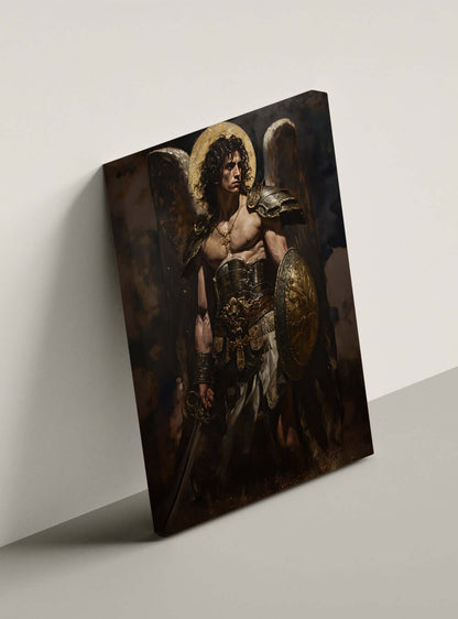 Valorous Christian Art: 'Warrior Faith' Canvas Inspired by Bible Verse