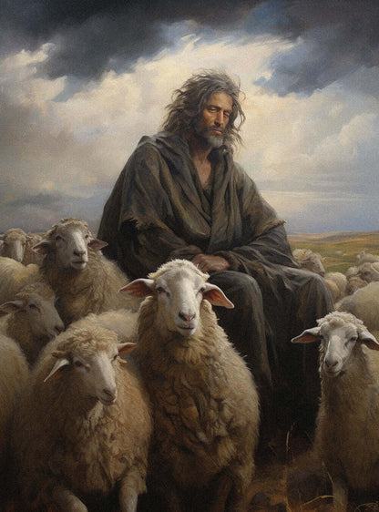 Acts 20:29 Shepherd Scene Bible Verse Wall Art Poster Print