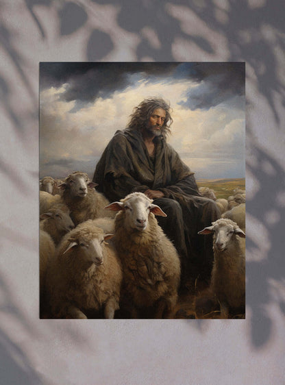 Acts 20:29 Shepherd Scene Bible Verse Wall Art Poster Print