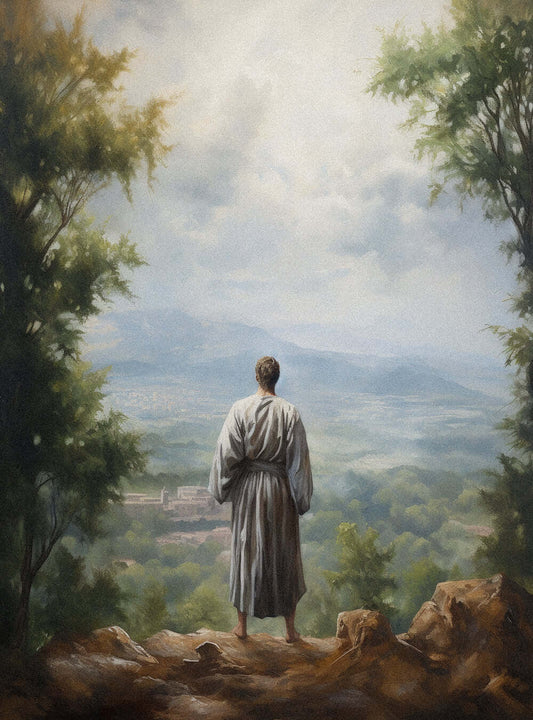 Ephesians 3:20 - Figure Overlooking Landscape - Sacred Art Poster Print