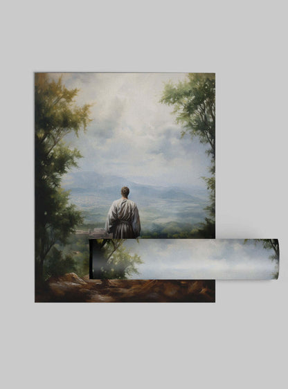 Ephesians 3:20 - Figure Overlooking Landscape - Sacred Art Poster Print