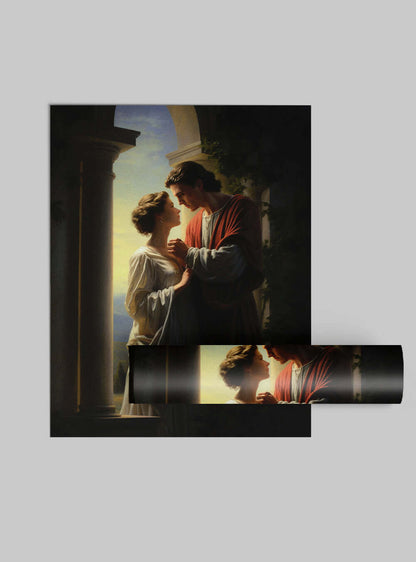 Ephesians 5:25 - Embrace in Love - Christian Artwork Poster Print