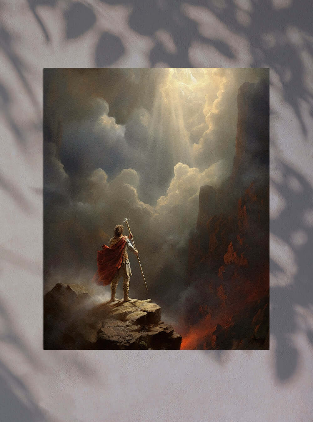 Ephesians 6:11 - Warrior Cliff Drama - Modern Christian Art Poster Print