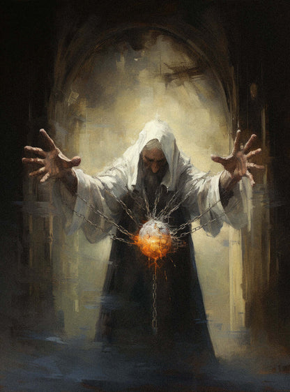 Exodus 20:15 Sorcerer Fire Orb | Bible Art Poster Print