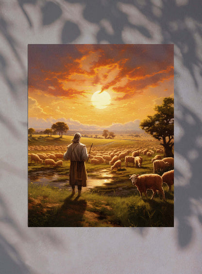 Galatians 6:7 - Serene Shepherd Art - Christian Decor Poster Print