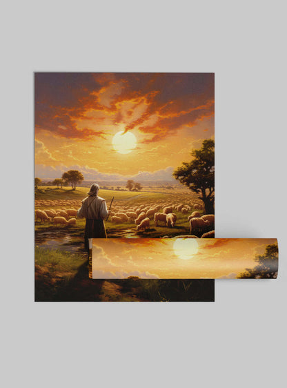 Galatians 6:7 - Serene Shepherd Art - Christian Decor Poster Print