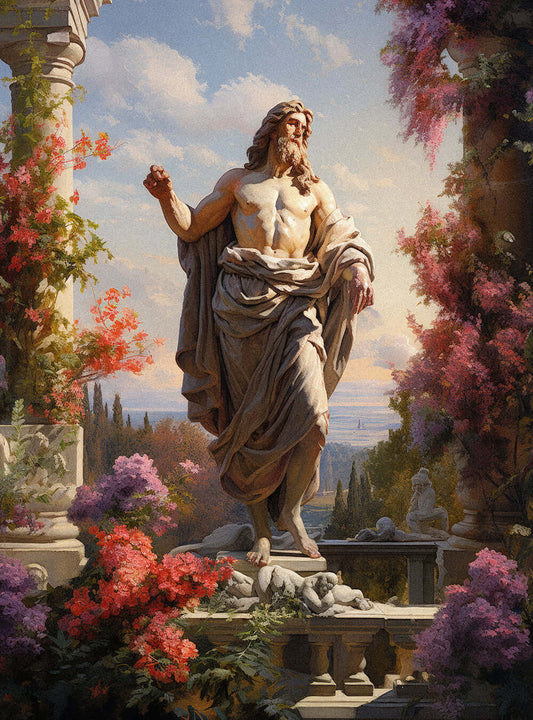 Galatians 6:9 Statue Garden Christian Artwork Poster Print