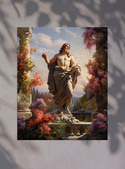 Galatians 6:9 Statue Garden Christian Artwork Poster Print