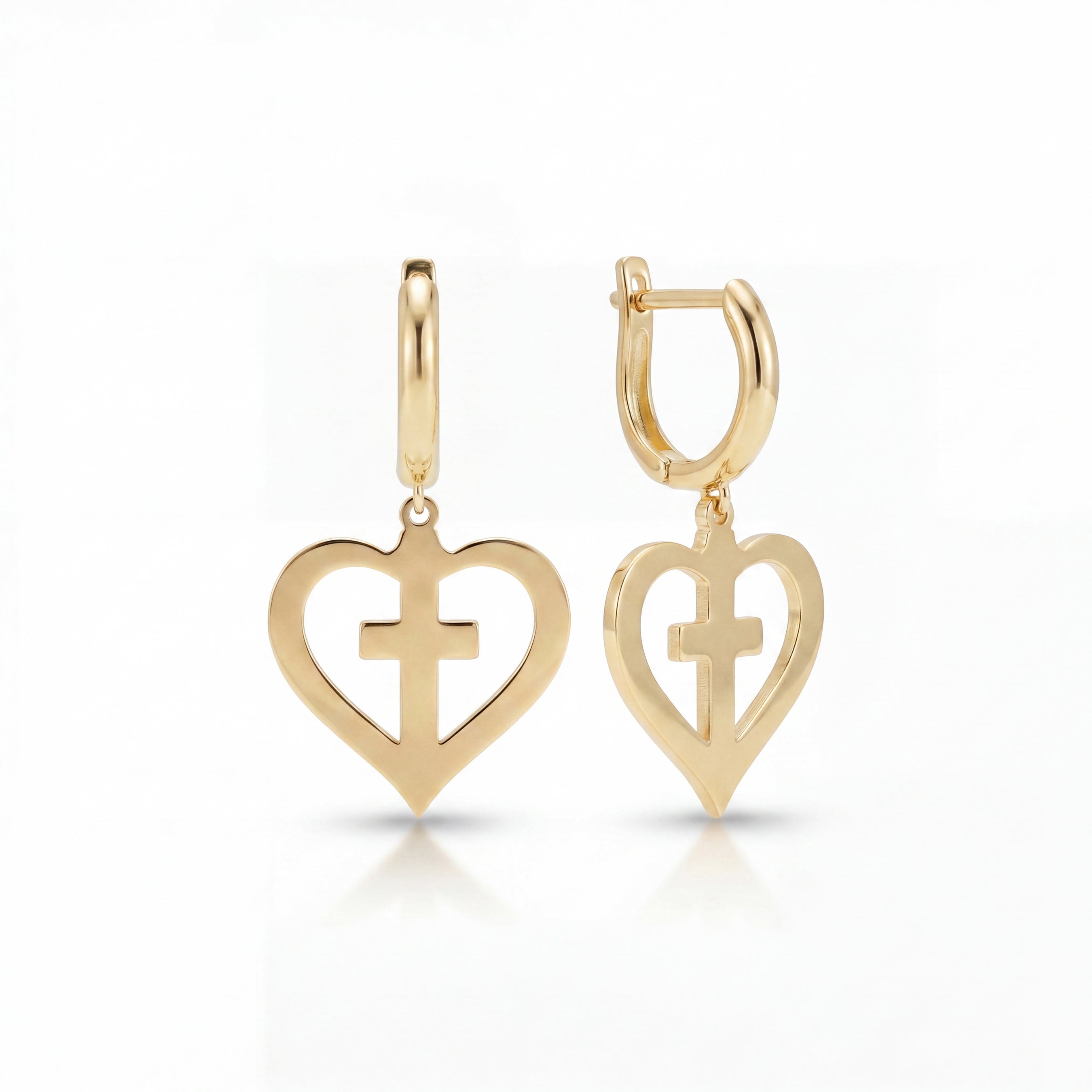 Cross Heart Hoop Necklace in 18k Yellow Gold Vermeil