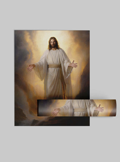 Hebrews 13:8 Divine Radiance Christian Painting Poster Print