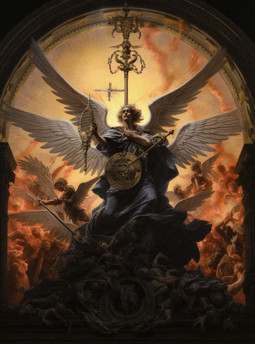 Hebrews 4:12 Angelic Battle - Christian Wall Art Poster Print