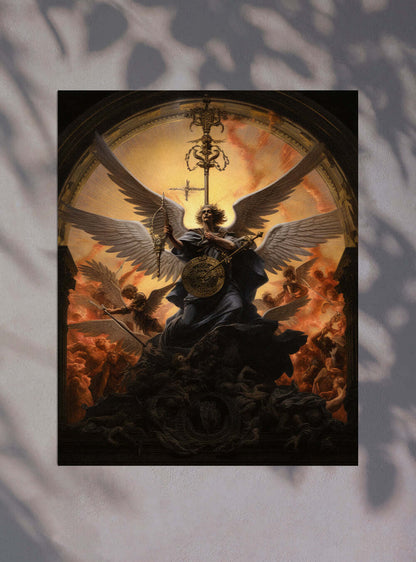 Hebrews 4:12 Angelic Battle - Christian Wall Art Poster Print