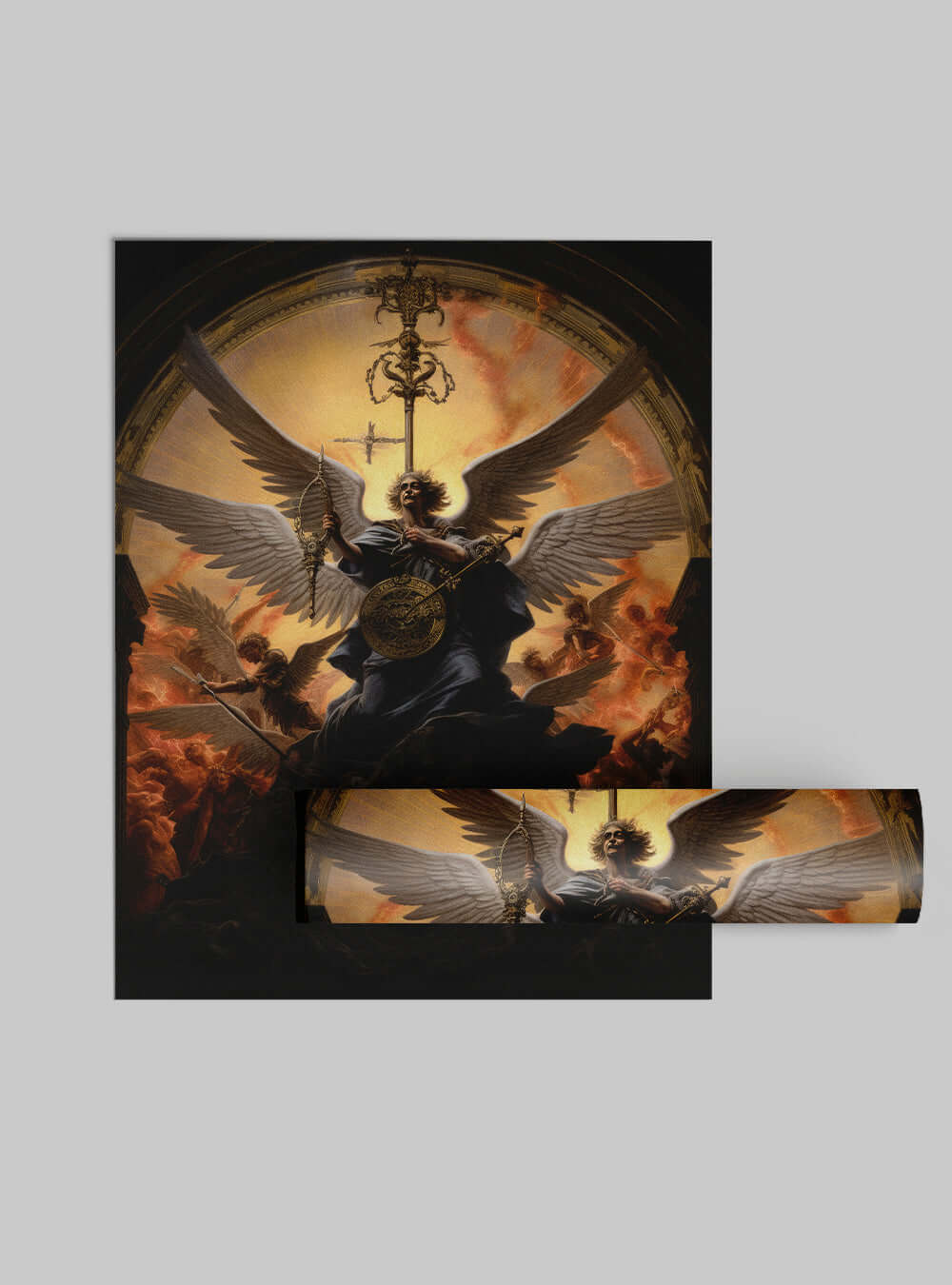 Hebrews 4:12 Angelic Battle - Christian Wall Art Poster Print