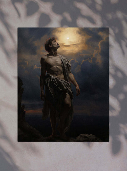 Isaiah 53:5 Majestic Skyward Gaze - Modern Christian Art Poster Print