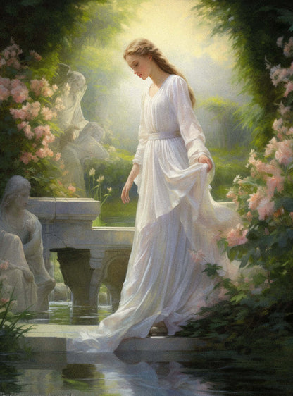 James 3:17 - Serene Garden Lady - Scripture Art Poster Print