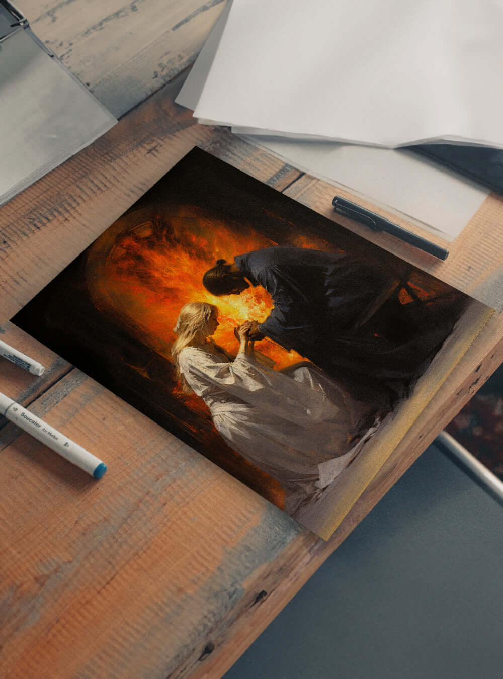 Job 28:28 Fiery Encounter Bible Art Poster Print