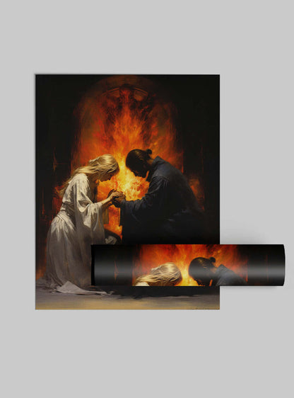 Job 28:28 Fiery Encounter Bible Art Poster Print