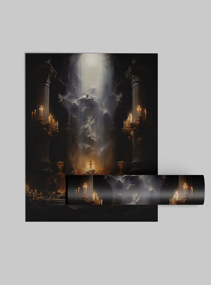 John 1:4 Cathedral Light Beam Christian Artwork Poster Print