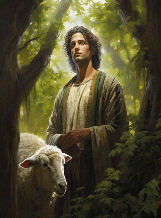 John 10:27 Serene Shepherd - Christian Painting Poster Print