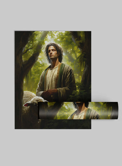 John 10:27 Serene Shepherd - Christian Painting Poster Print