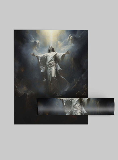 John 11:26 Ascension Art - Modern Christian Wall Art Poster Print