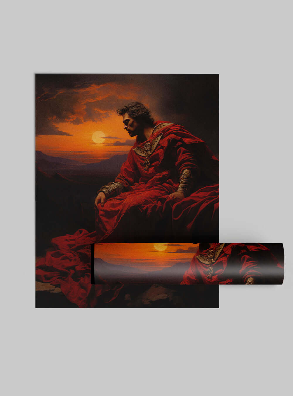 John 15:13 - Red-Cloaked Sunset - Bible Scripture Art Poster Print