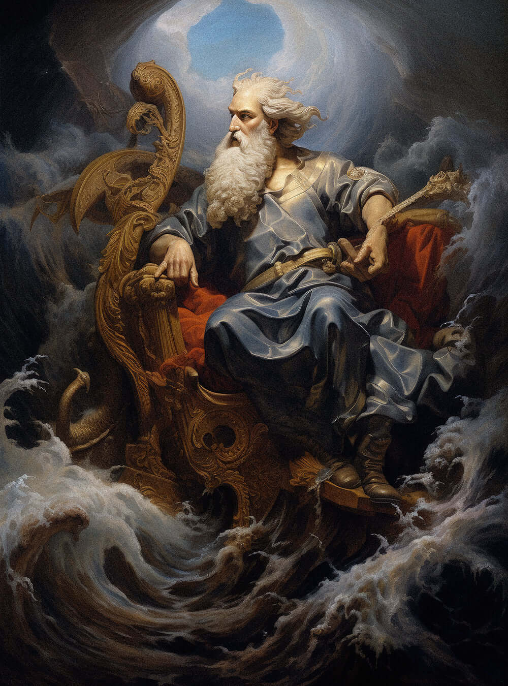 John 16:33 - Poseidon Storm Art - Bible Verse Poster Print