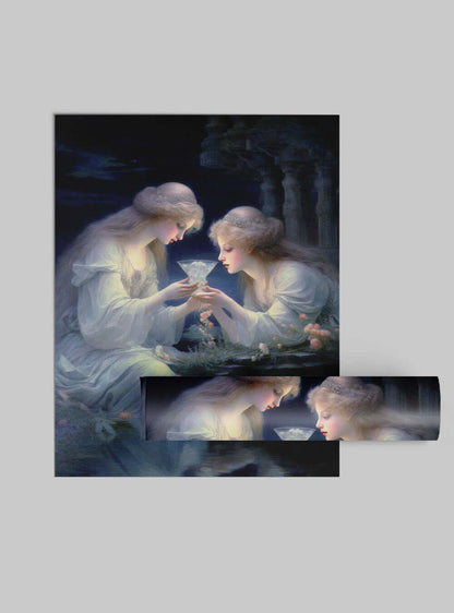 John 4:23 Angelic Maidens - Modern Christian Art Poster Print