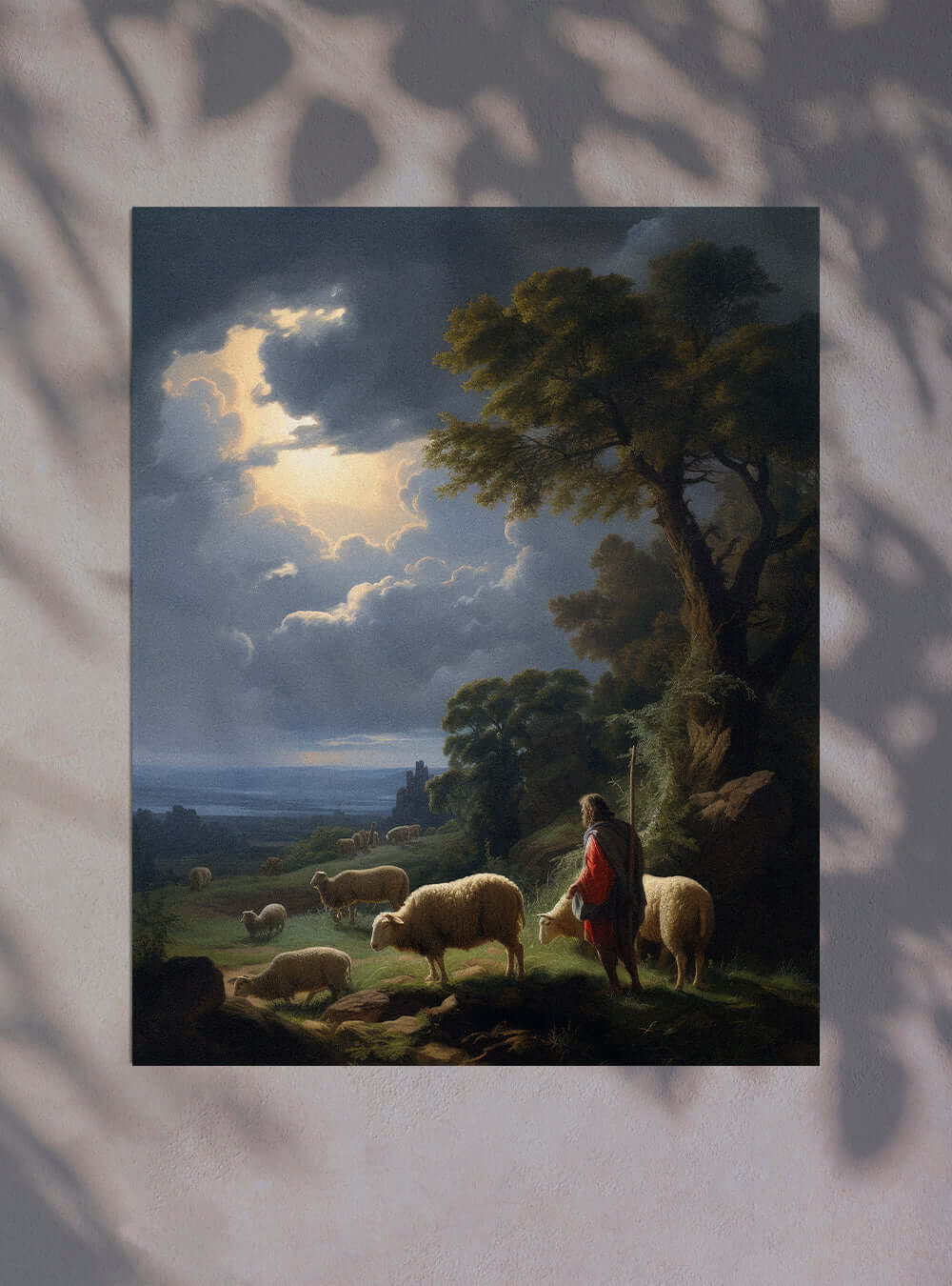 Luke 15:7 Shepherd Art Christian Painting Poster Print