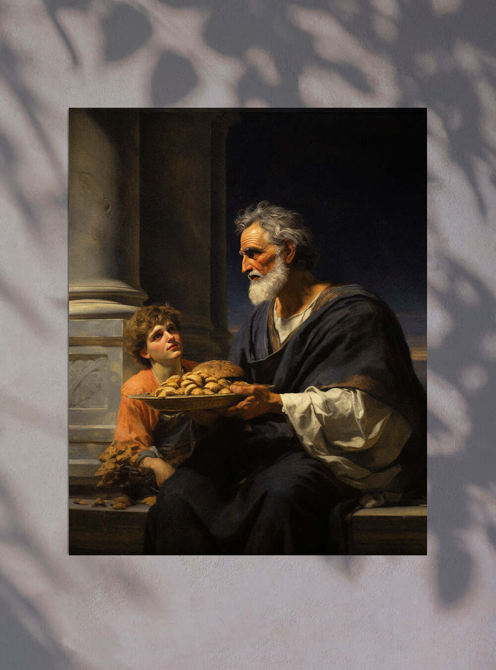 Luke 6:35 Elderly Man Bread Offering - Christian Wall Art Poster Print